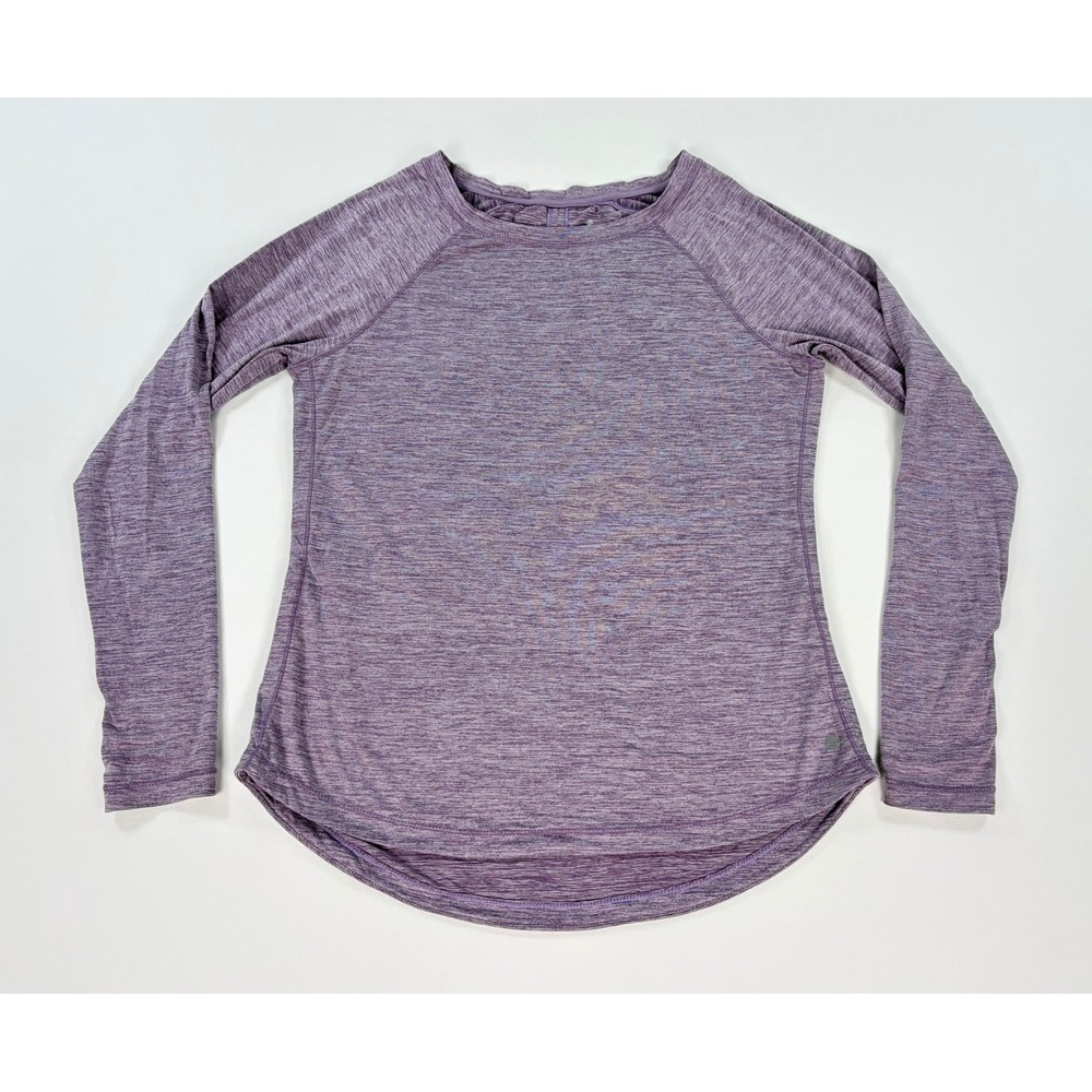 Apana Women's Purple Space Dye Long Sleeve Activewear Yoga Top Thumbholes Size M